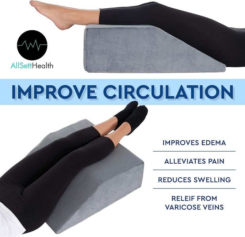 AllSett Health Leg Elevation Pillow - Memory Foam Leg Elevating Pillow | Leg Rest Wedge - Leg Pillow Elevation Blood Circulation | Relieves and Recovers Foot & Ankle Injuries | Foot Elevation Pillows for Swelling - Image 3